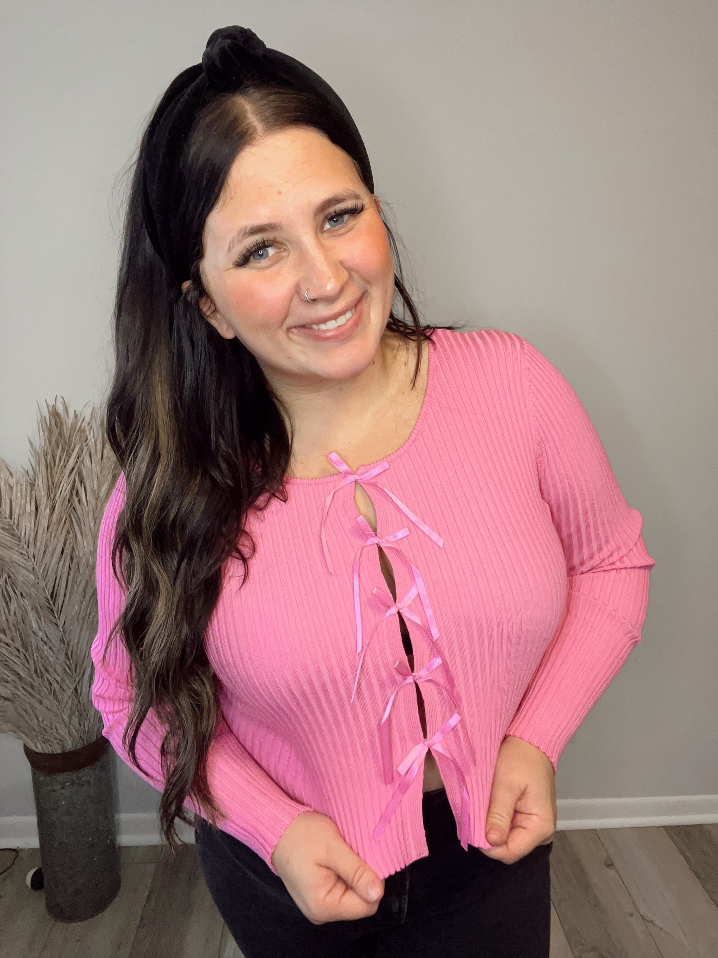 Front Ribbon Bow Cardigan