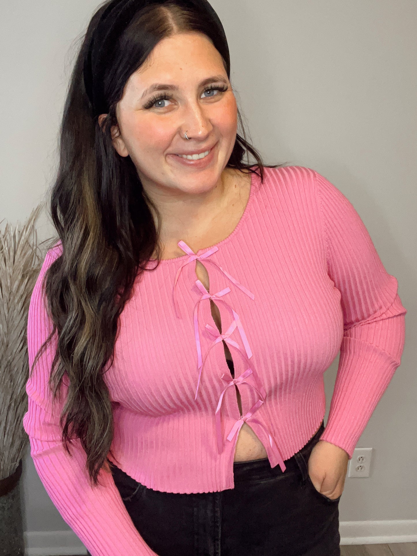 Front Ribbon Bow Cardigan