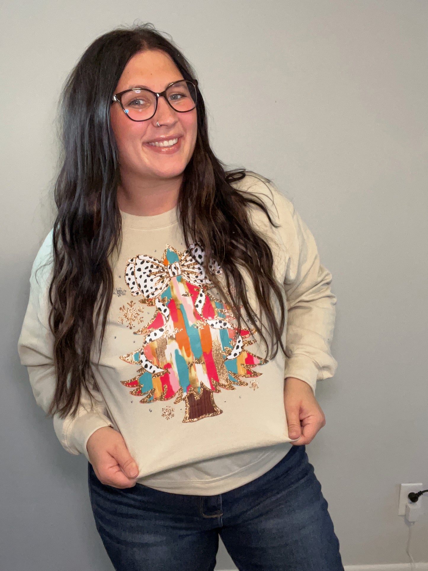 Watercolor Christmas Tree Crewneck