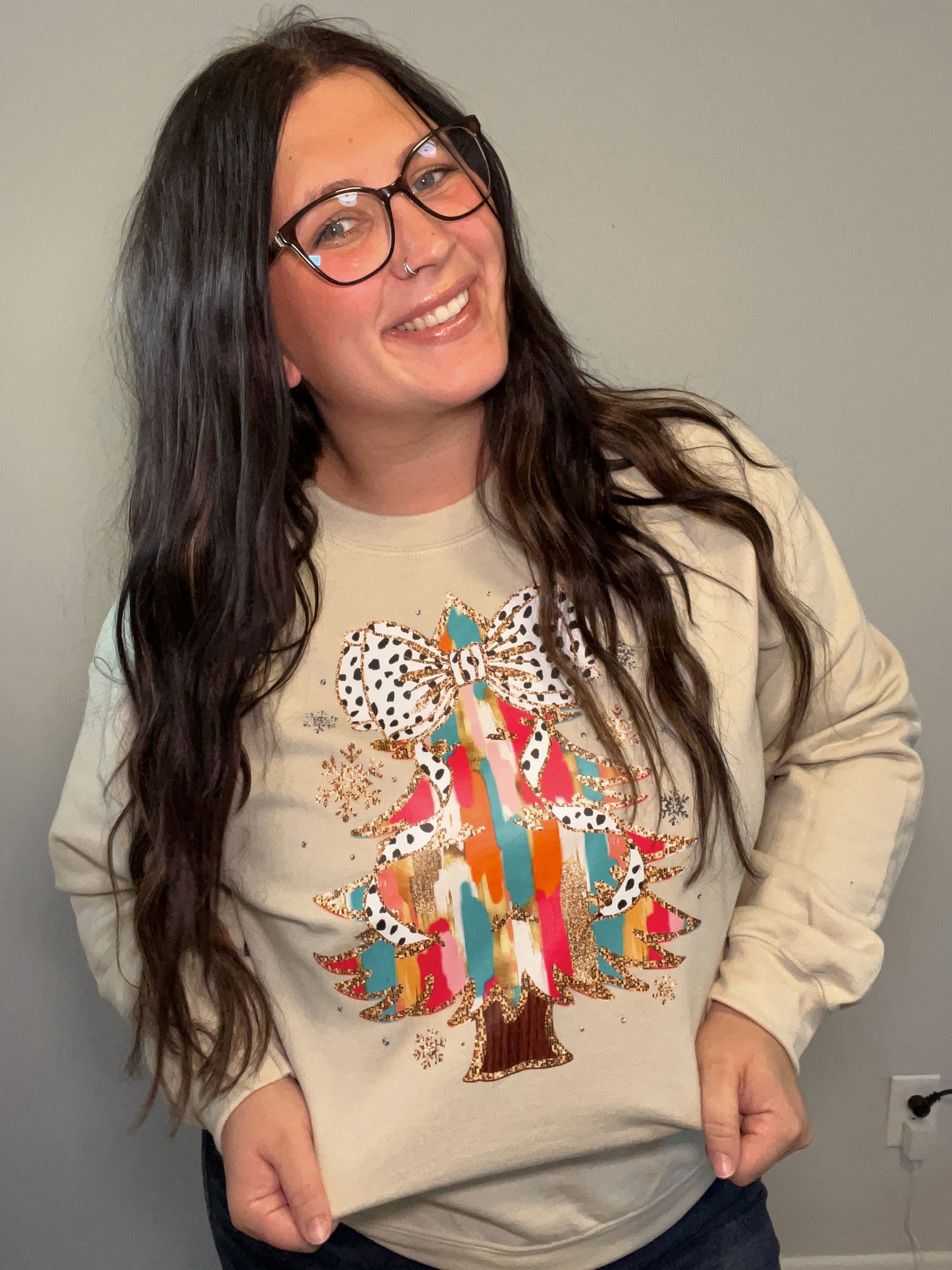 Watercolor Christmas Tree Crewneck